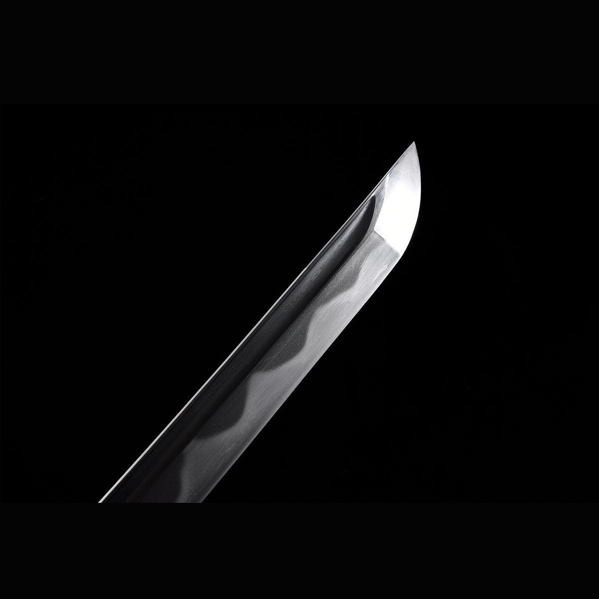 Azure Wave Folded Steel Katana with Real Hamon | Full Tang 8000-Layer Tri-Color Polished Buffalo Horn 103cm