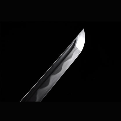 Azure Wave Folded Steel Katana with Real Hamon | Full Tang 8000-Layer Tri-Color Polished Buffalo Horn 103cm