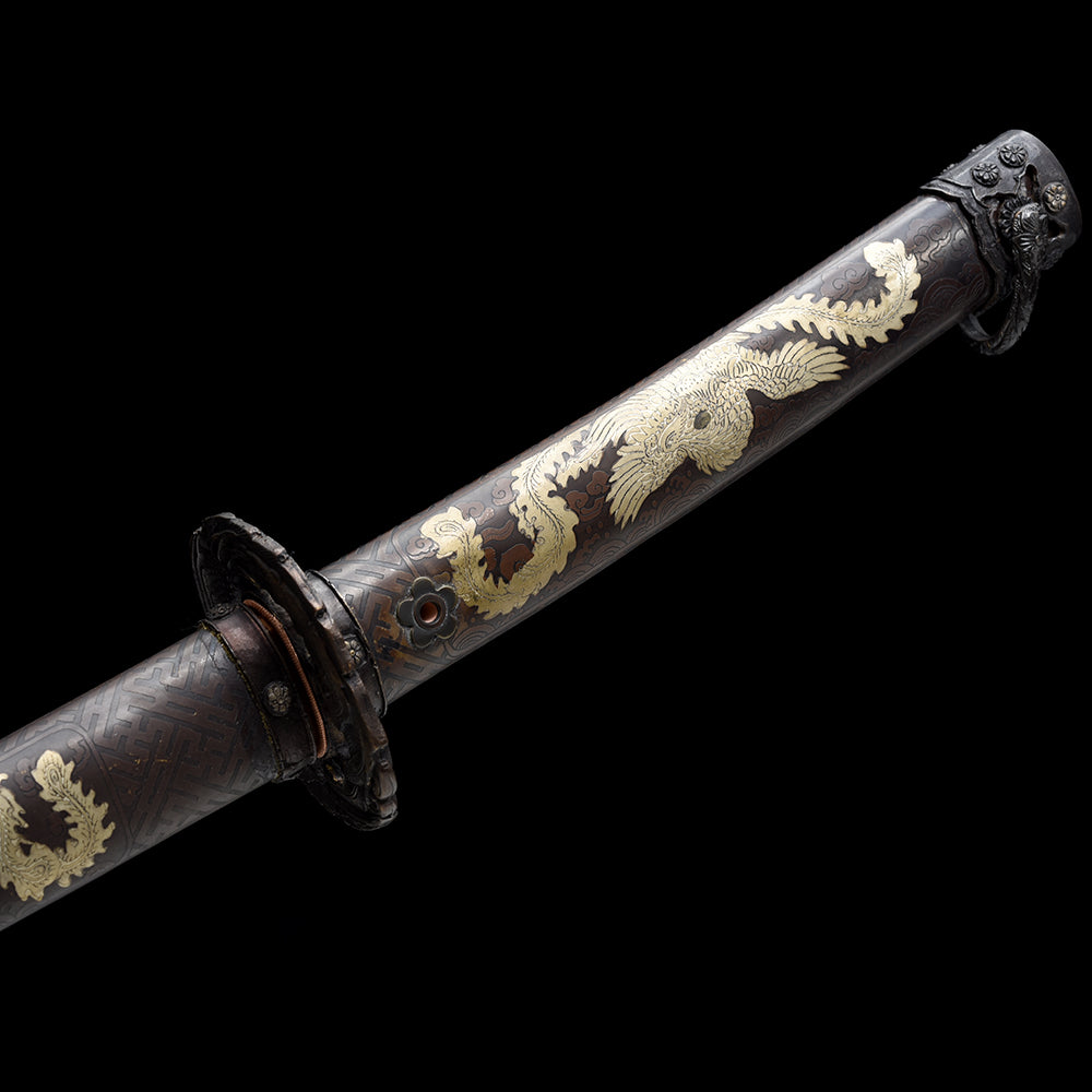 Imperial Sakura Tachi | Clay Tempered Pattern Steel Gilt Gold & Silver Copper Scabbard Collector Sword