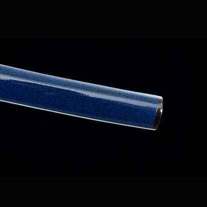 Azure Wave Folded Steel Katana with Real Hamon | Full Tang 8000-Layer Tri-Color Polished Buffalo Horn 103cm