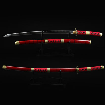 Zoro Sword _ One Piece Roronoa Zoro Sandai Kitetsu Katana Samurai Sword Replica With Red Scabbard