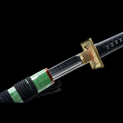 Sakura Zan Katana with Real Hamon | Full Tang Clay Tempered Five-Piece Laminated Steel Genuine Ray Skin Scabbard 105cm