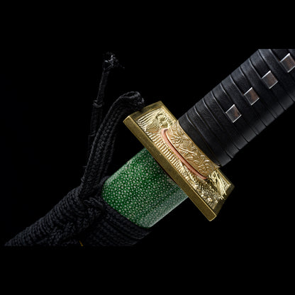 Sakura Zan Katana with Real Hamon | Full Tang Clay Tempered Five-Piece Laminated Steel Genuine Ray Skin Scabbard 105cm