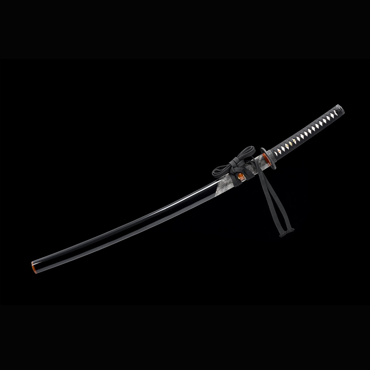 Tamahagane Choji Katana with Real Hamon | Full Tang 18-Stage Polished Black Urushi Scabbard 102cm