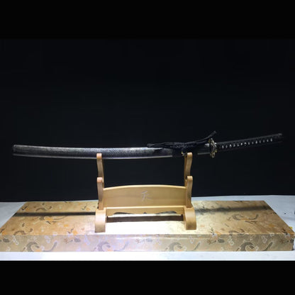 Dragon Circle Gomon Katana with Real Hamon | Full Tang Clay Tempered 5-Layer San Mai Steel Ray Skin Scabbard 103cm