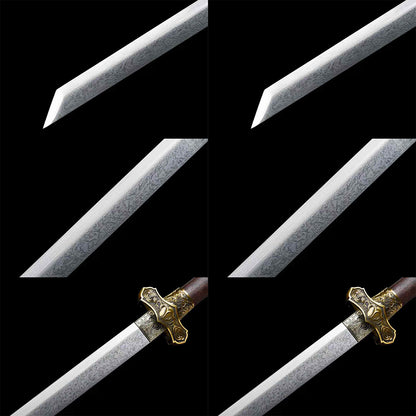 Ring-handled Knife ~ Linyuan With Pattern Steel Blade