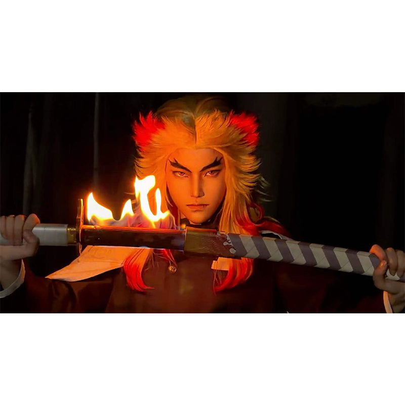 Handcrafted Rengoku Kyojuro Katana: 1:1 Scale Replica with Ignite Function