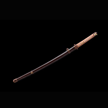 Imperial Officer Tachi with Real Hamon | Full Tang 1095 Steel Lacquered Steel Scabbard 103cm