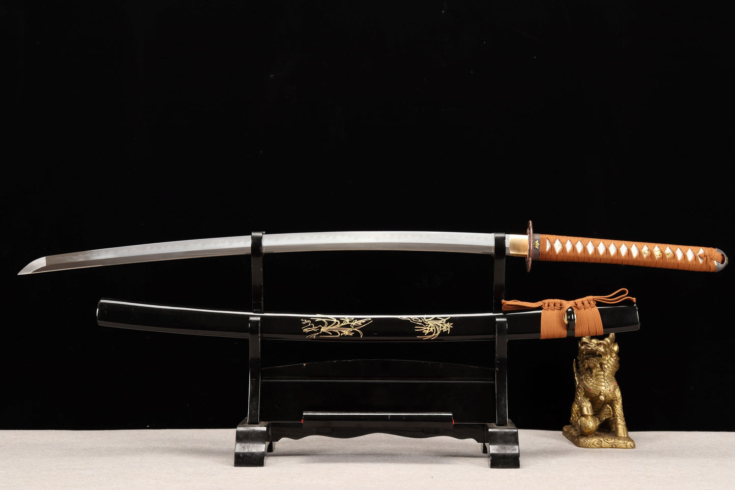 103cm/40.55 inch Authentic hand-forged T10 steel copper-plated gilded silver samurai sword - Zhuying