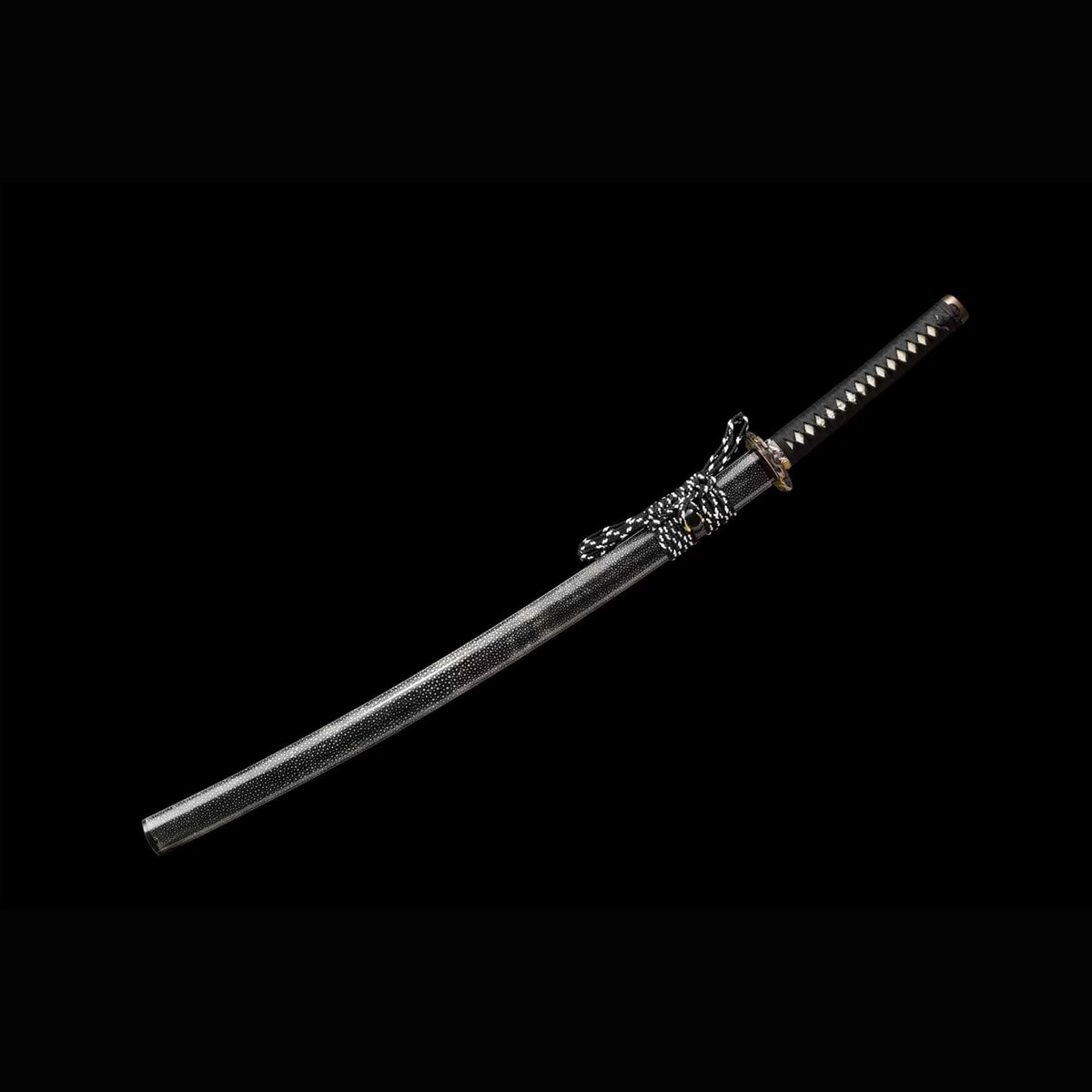 Qunlong San Mai Katana with Real Hamon | Full Tang Three-Layer Folded Steel Ray Skin Scabbard 103cm