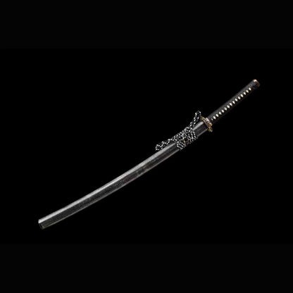 Qunlong San Mai Katana with Real Hamon | Full Tang Three-Layer Folded Steel Ray Skin Scabbard 103cm