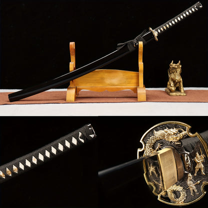 Four-Sided Cloud Dragon Katana · High Manganese Steel Black Blade (103cm)
