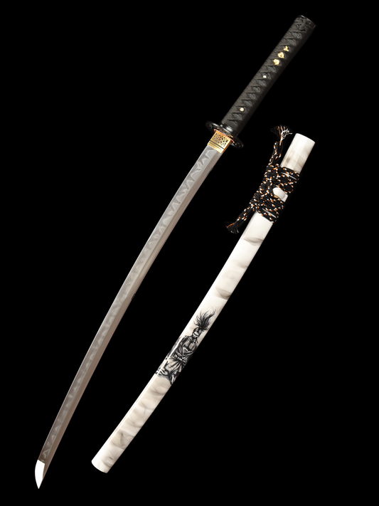 103cm/40.55 inch Authentic hand-forged T10 steel burnt blade samurai sword - Miyamoto