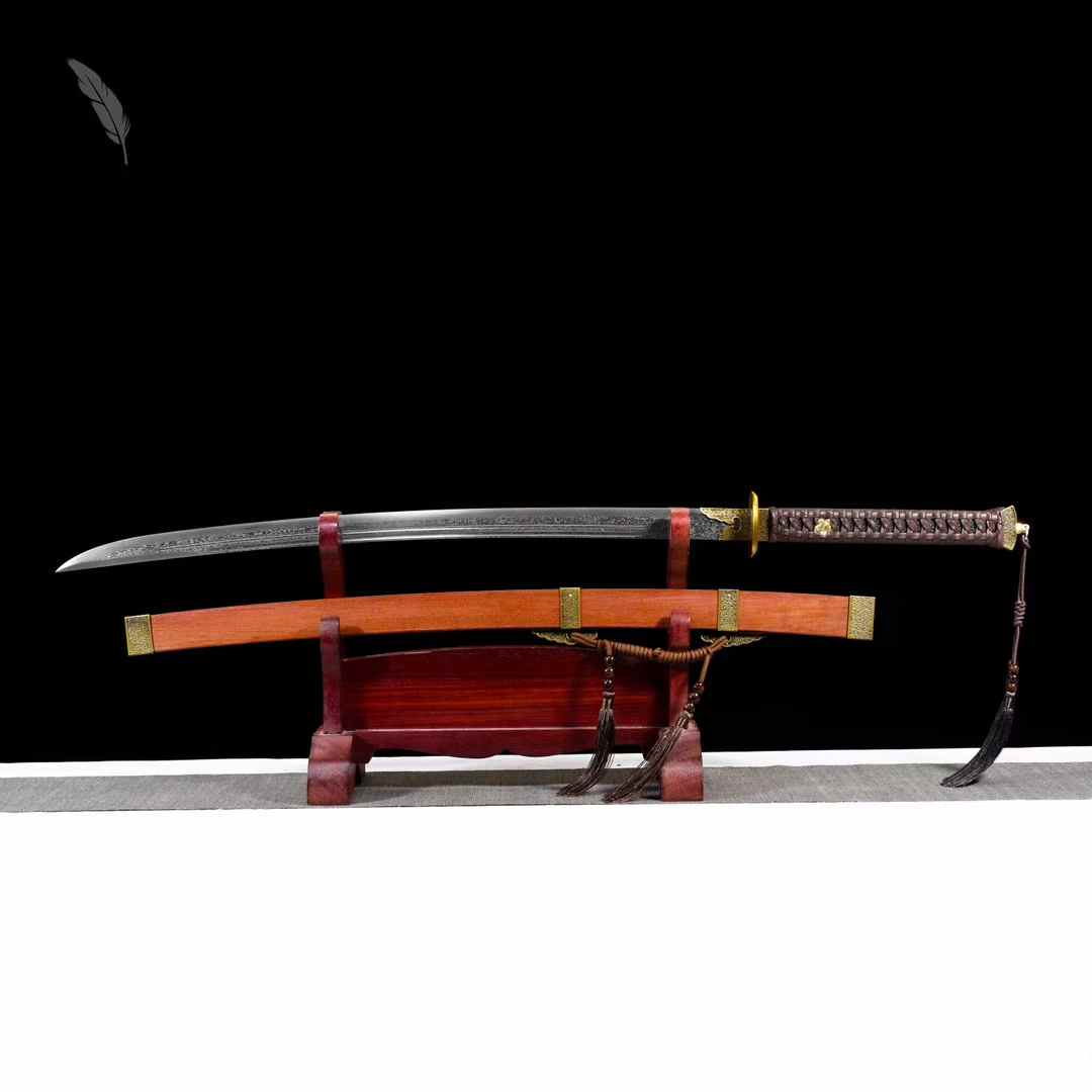 Ming official sword · patterned steel ~ demon-suppressing [Dragon and Phoenix sandalwood style] SHARP