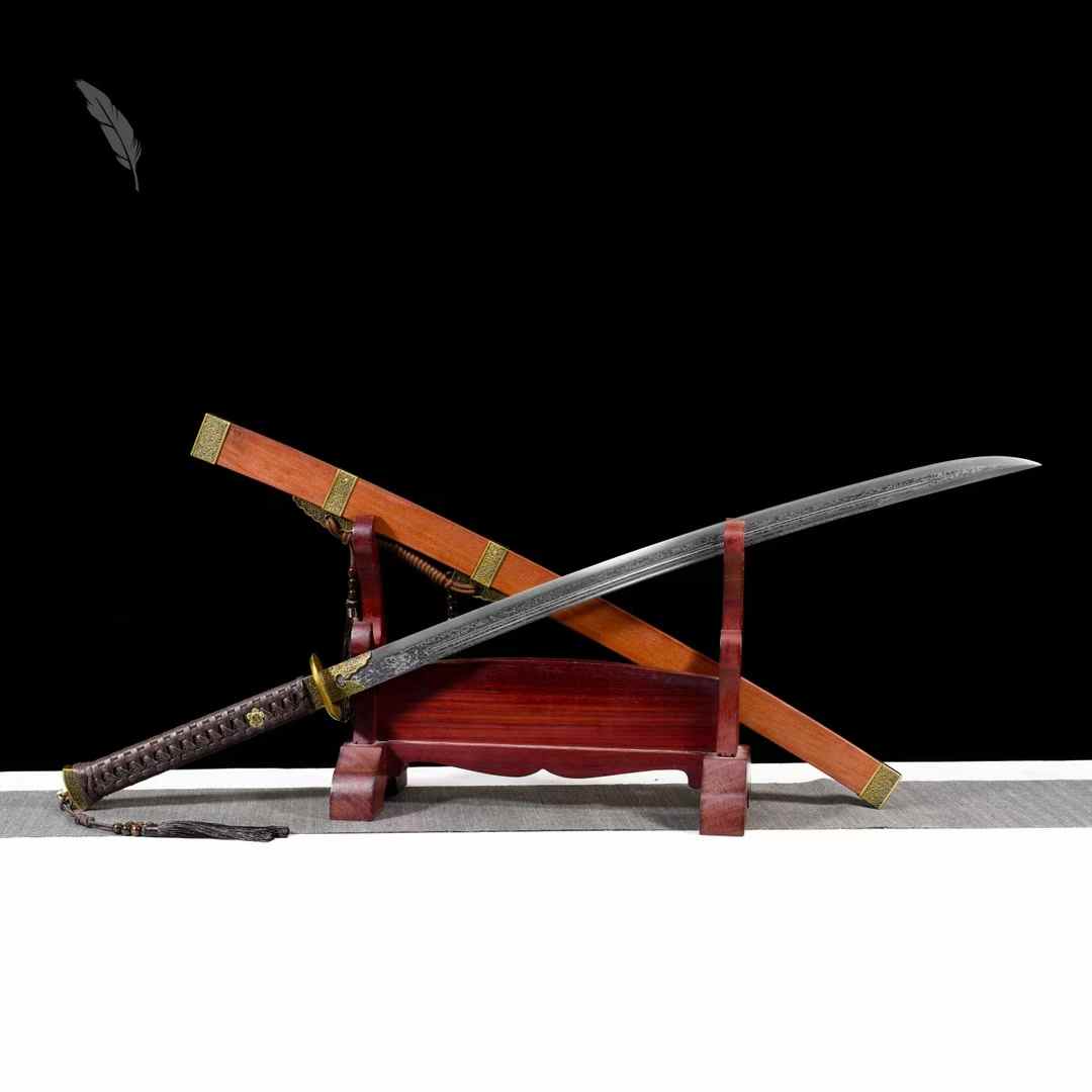 Ming official sword · patterned steel ~ demon-suppressing [Dragon and Phoenix sandalwood style] SHARP