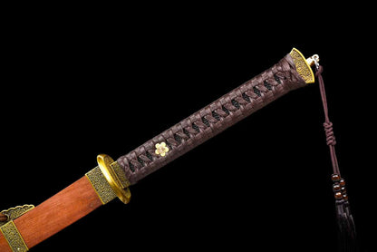 Ming official sword · patterned steel ~ demon-suppressing [Dragon and Phoenix sandalwood style] SHARP