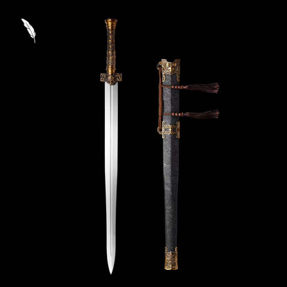 Crimson Flame Chu Jian | Full Tang High Manganese Steel Brocade Scabbard 91cm