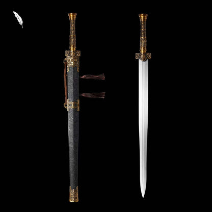 Crimson Flame Chu Jian | Full Tang High Manganese Steel Brocade Scabbard 91cm