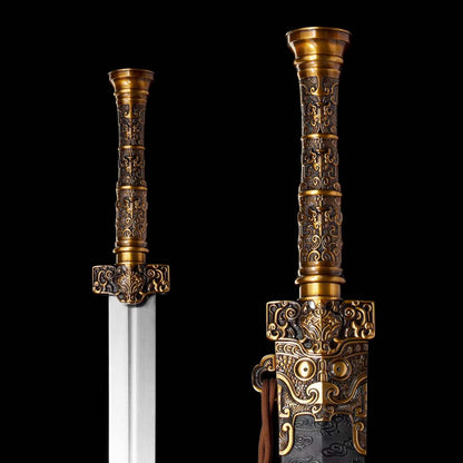 Crimson Flame Chu Jian | Full Tang High Manganese Steel Brocade Scabbard 91cm