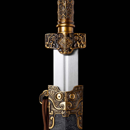 Crimson Flame Chu Jian | Full Tang High Manganese Steel Brocade Scabbard 91cm