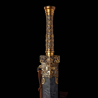 Crimson Flame Chu Jian | Full Tang High Manganese Steel Brocade Scabbard 91cm