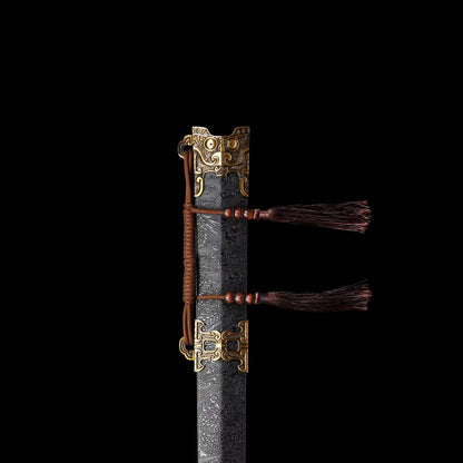 Crimson Flame Chu Jian | Full Tang High Manganese Steel Brocade Scabbard 91cm