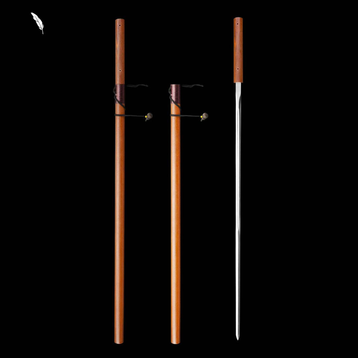 Scholar's Slender Rapier Jian | Full Tang High Manganese Steel Dragon-Phoenix Sandalwood 100cm