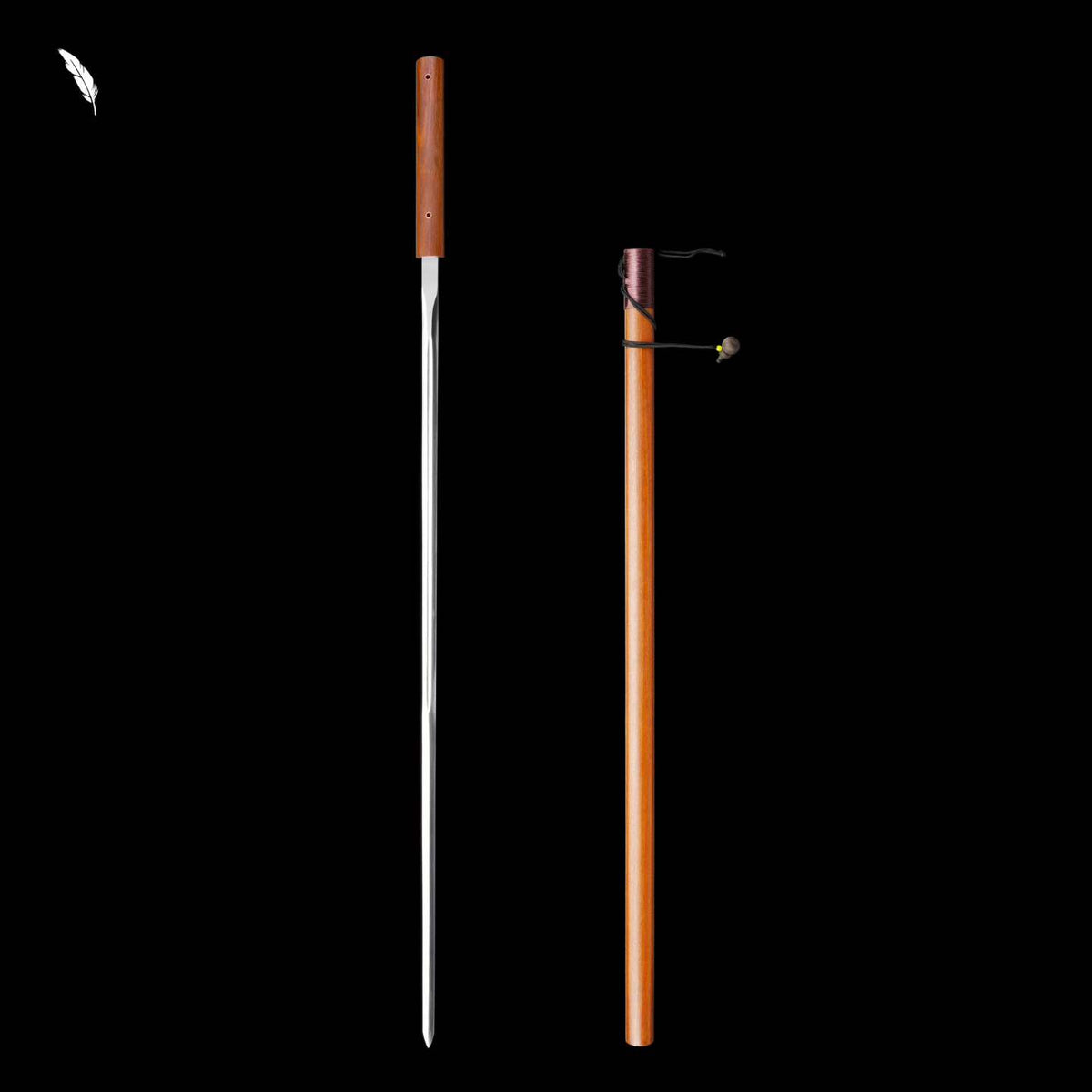 Scholar's Slender Rapier Jian | Full Tang High Manganese Steel Dragon-Phoenix Sandalwood 100cm