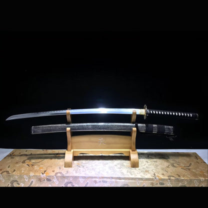 Dragon Circle Gomon Katana with Real Hamon | Full Tang Clay Tempered 5-Layer San Mai Steel Ray Skin Scabbard 103cm