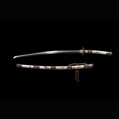 Abundant Cloud Tachi with Real Hamon | Full Tang Laminated Steel All-Copper Scabbard 106cm