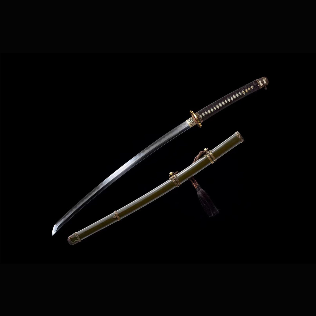 Type 98 Shin Gunto with Real Hamon | Full Tang Folded Damascus Steel Iron-Wrapped Wood Scabbard 103cm