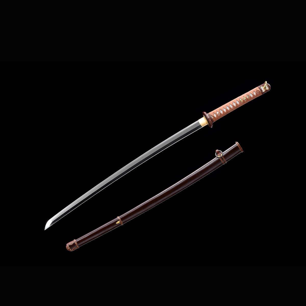Imperial Officer Tachi with Real Hamon | Full Tang 1095 Steel Lacquered Steel Scabbard 103cm