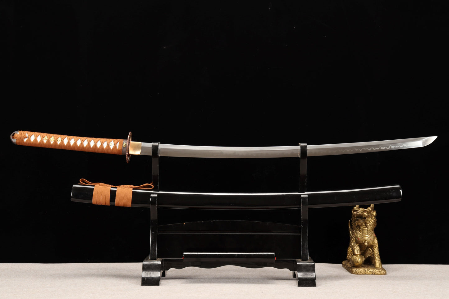 103cm/40.55 inch Authentic hand-forged T10 steel copper-plated gilded silver samurai sword - Zhuying