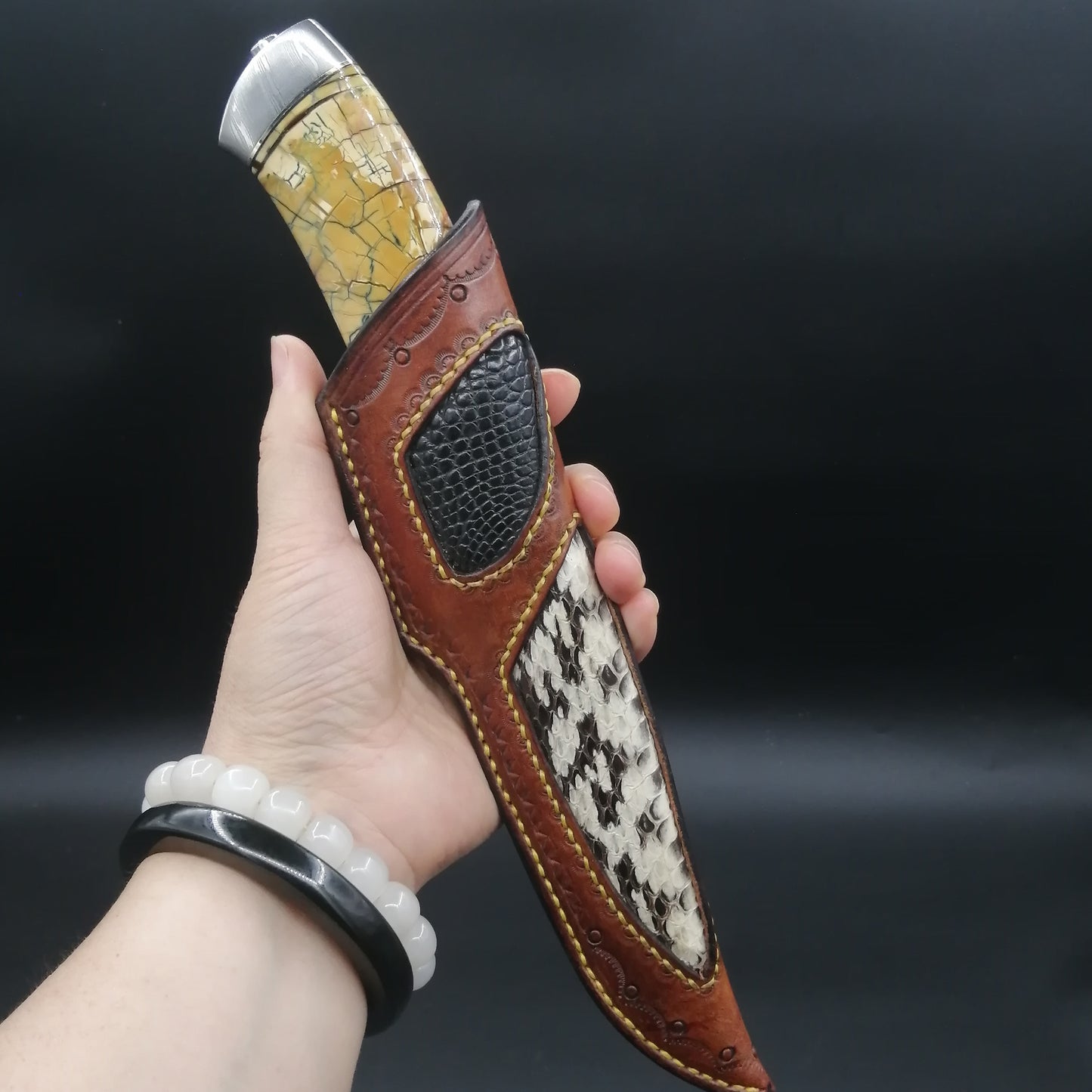 High-end customized ghost face Damascus steel ice handle fruit knife