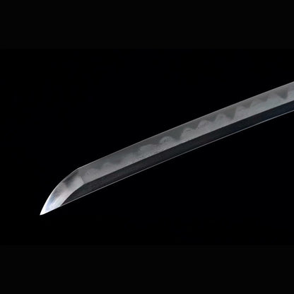Faithful Warrior Tachi with Real Hamon | Full Tang Clay Tempered Folded Pattern Steel Brazilian Black Ebony Scabbard 103cm