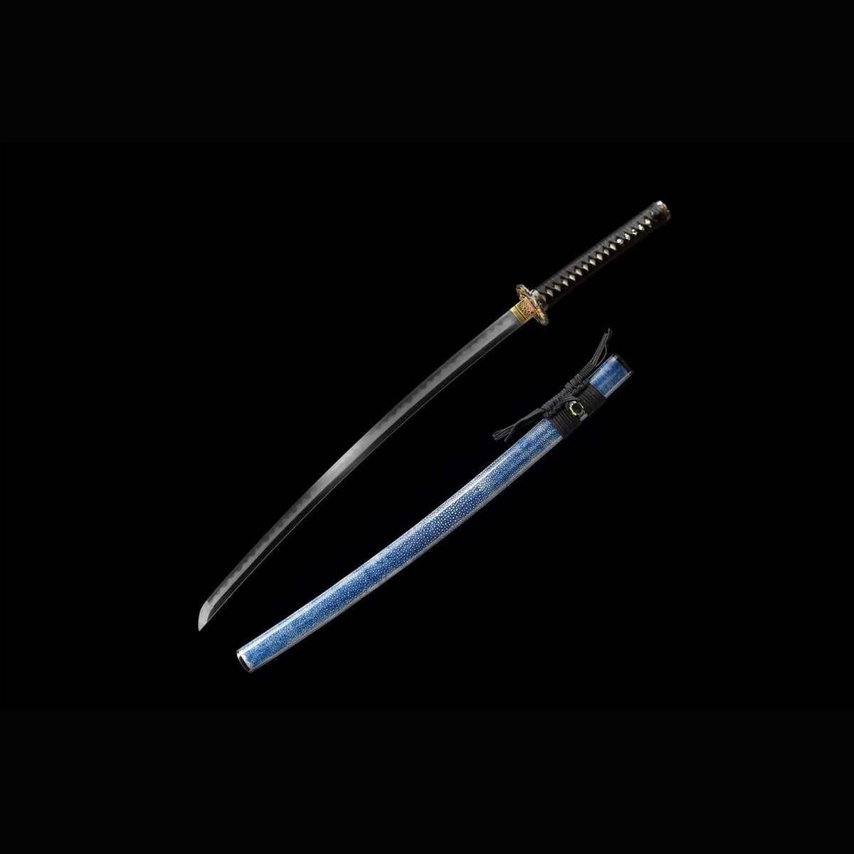 Dragon Scale Pattern Katana with Real Hamon | Full Tang Pattern Welded Damascus Steel Hand-Polished 103cm