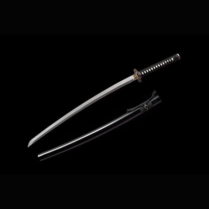 Dragon Plum Katana with Real Hamon | Full Tang Twist Damascus Steel Gold Silver Gilded Copper Fittings Lacquered Wood Scabbard 102cm