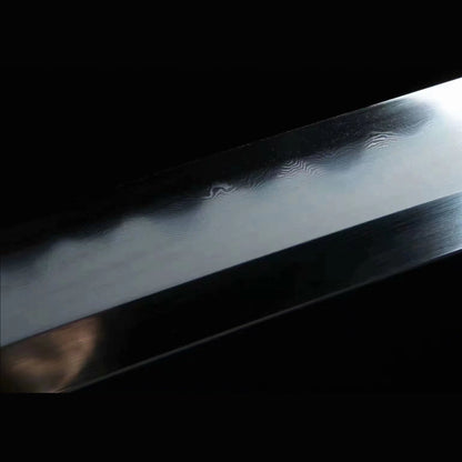 Faithful Warrior Tachi with Real Hamon | Full Tang Clay Tempered Folded Pattern Steel Brazilian Black Ebony Scabbard 103cm
