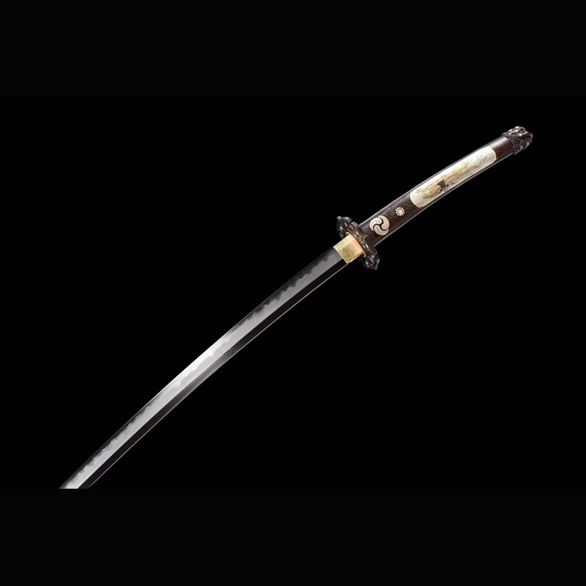 Abundant Cloud Tachi with Real Hamon | Full Tang Laminated Steel All-Copper Scabbard 106cm