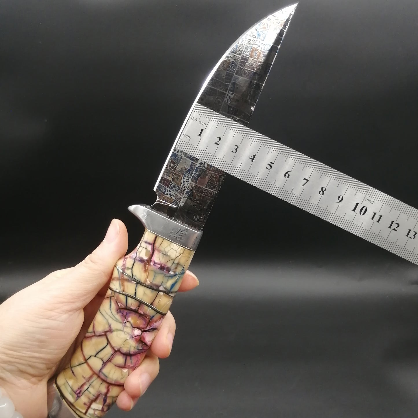 High-end customized ghost face Damascus steel ice handle fruit knife