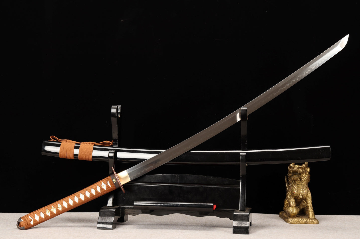 103cm/40.55 inch Authentic hand-forged T10 steel copper-plated gilded silver samurai sword - Zhuying