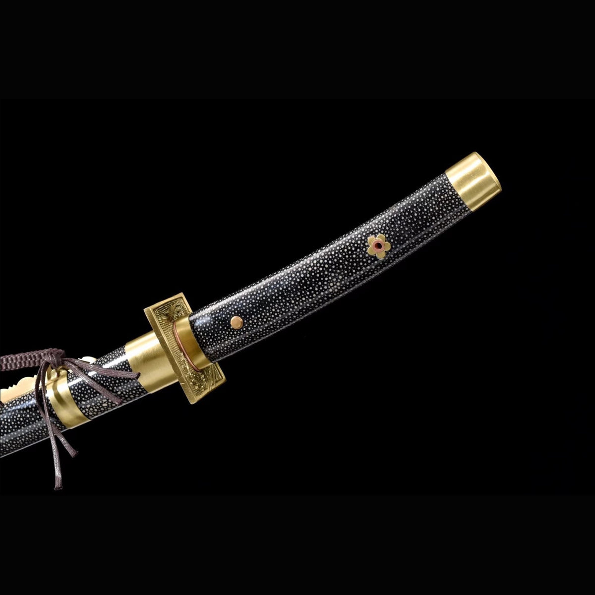 Emperor Tachi with Real Hamon | Full Tang Clay Tempered T10 Steel Natural Redwood Scabbard 105cm