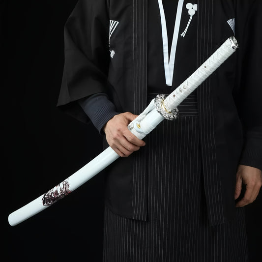 Valkyrie · T10 Clay Tempered Katana · White Dragon Scabbard (41in)