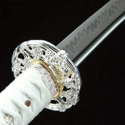 Valkyrie · T10 Clay Tempered Katana · White Dragon Scabbard (41in)