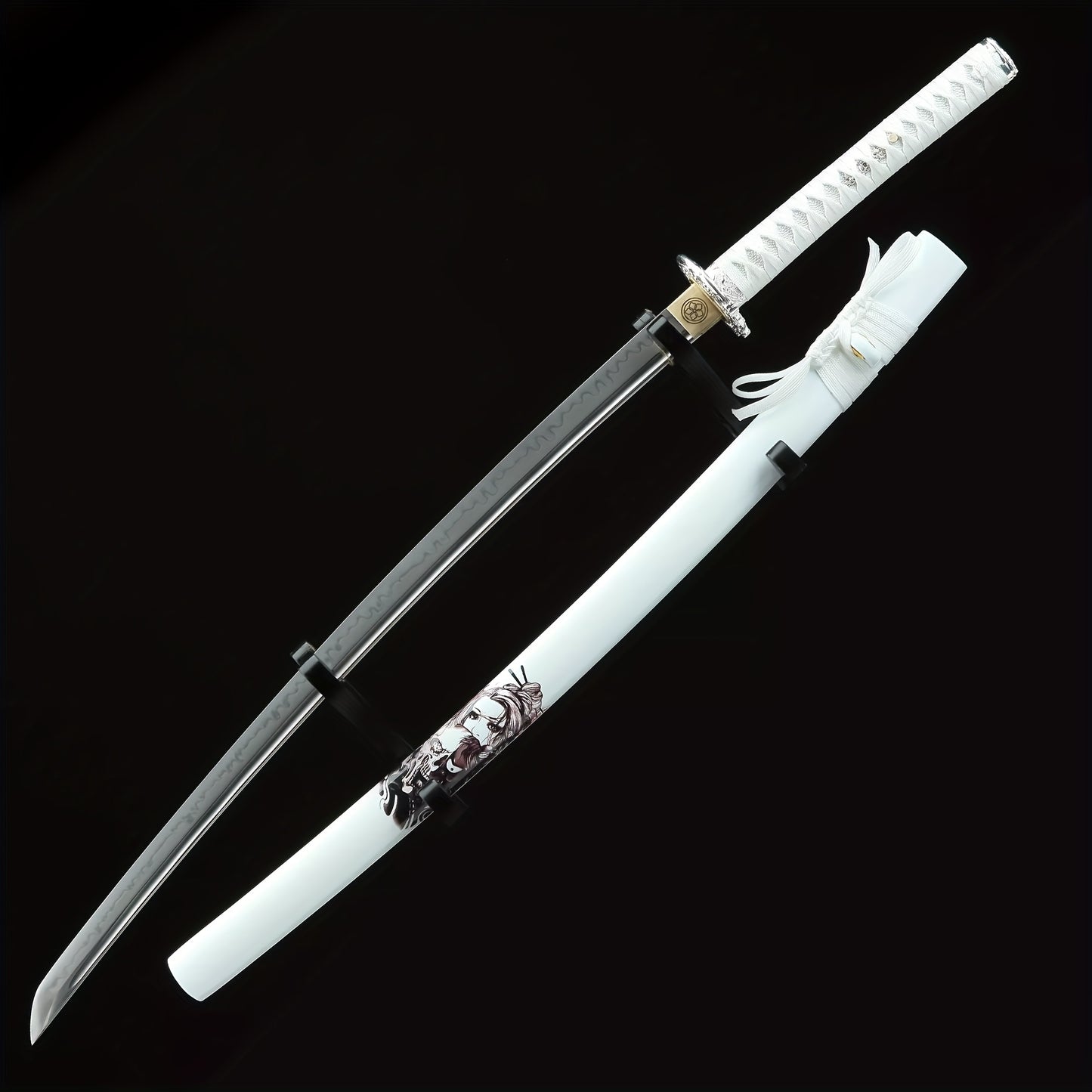 Valkyrie · T10 Clay Tempered Katana · White Dragon Scabbard (41in)