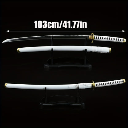 White Katana · Round Gold Tsuba Full Tang (103cm)