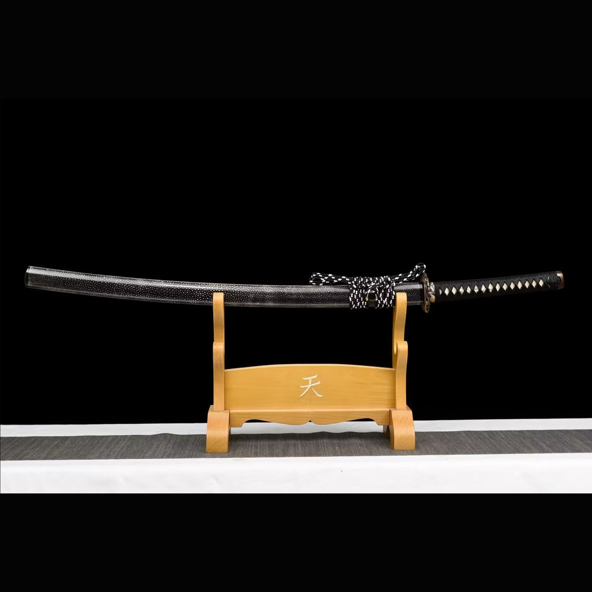Qunlong San Mai Katana with Real Hamon | Full Tang Three-Layer Folded Steel Ray Skin Scabbard 103cm