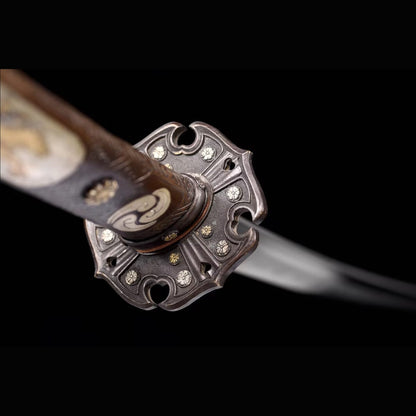 Abundant Cloud Tachi with Real Hamon | Full Tang Laminated Steel All-Copper Scabbard 106cm