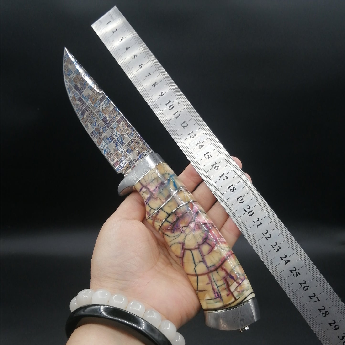 High-end customized ghost face Damascus steel ice handle fruit knife