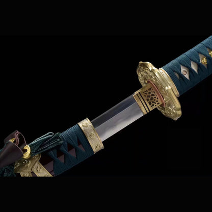 Chivalrous Knight Tachi with Real Hamon | Full Tang Clay Tempered Folded Pattern Steel Hand-Lacquered Scabbard 103cm